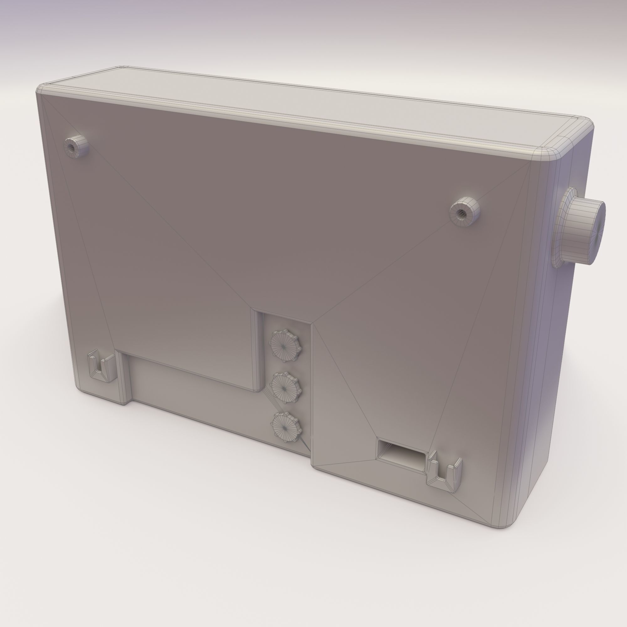 Old radio receiver made in the USSR Low-poly 3D model_8