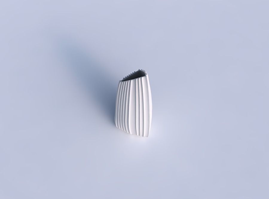 Vase tipped triangle with extruded vertical lines 3D print model_1