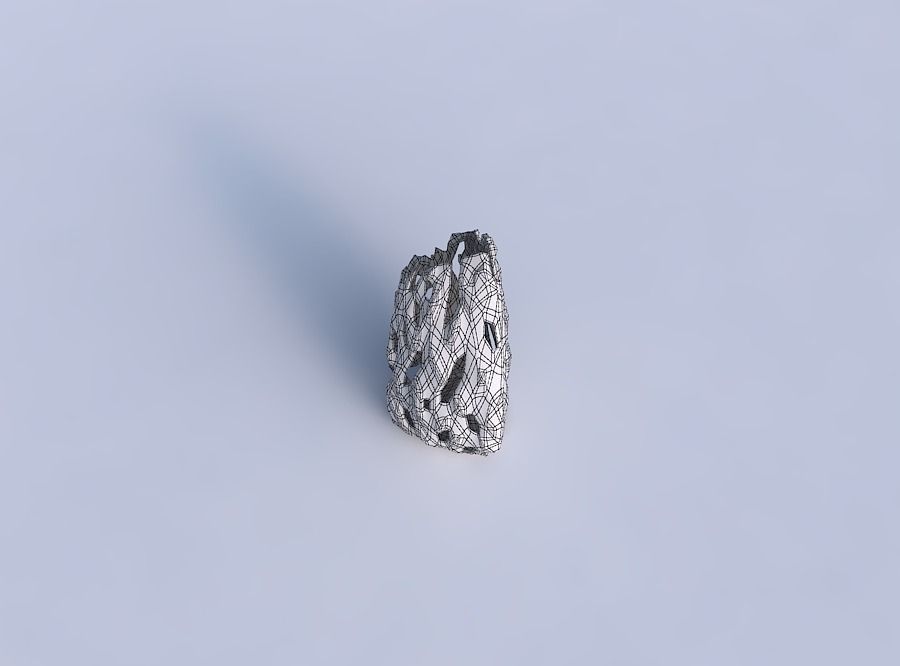 Vase tipped triangle with faceted cuts and bulges 3D print model_6