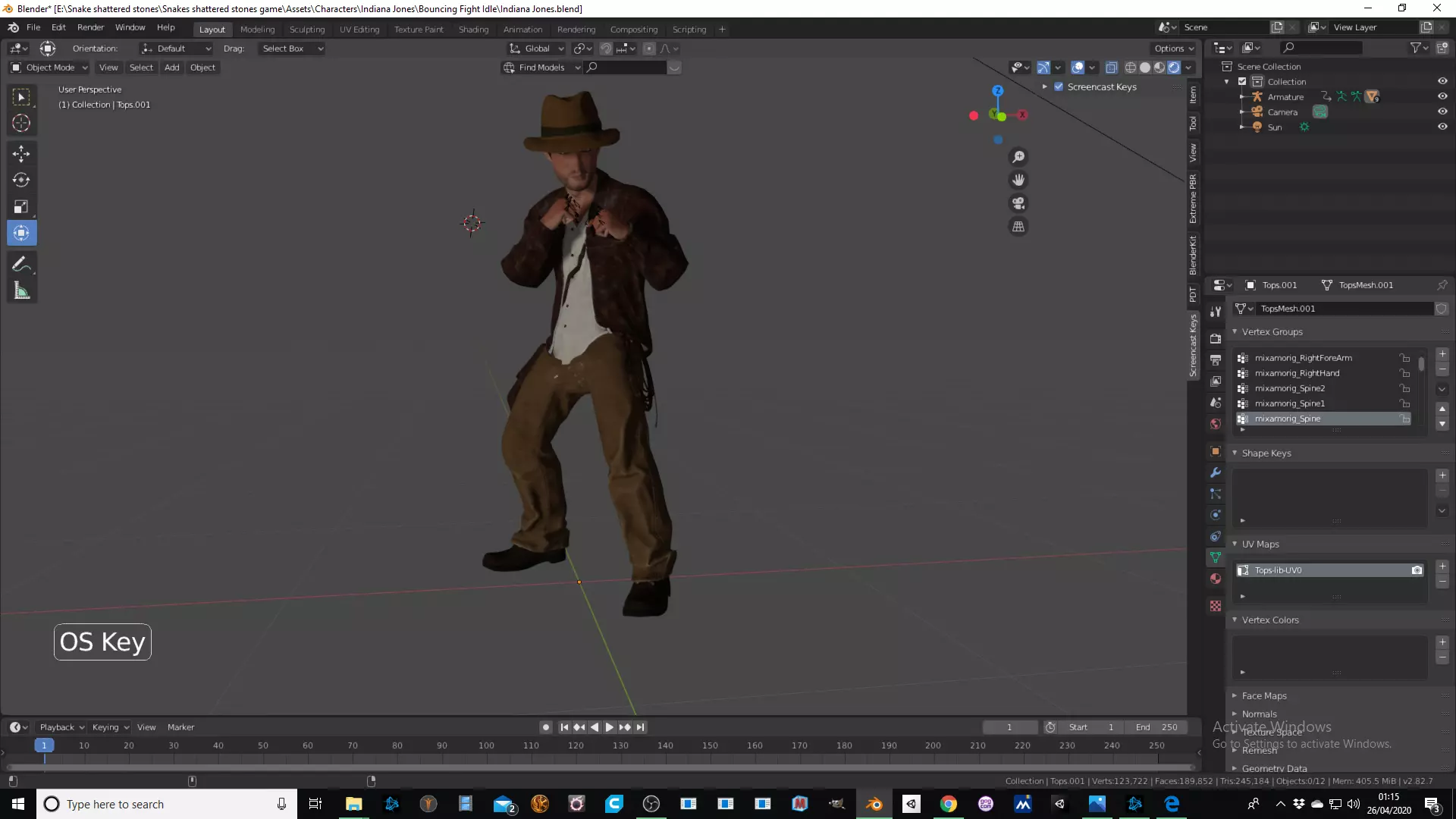 Indiana Jones game ready 3D printable Low-poly 3D model_0