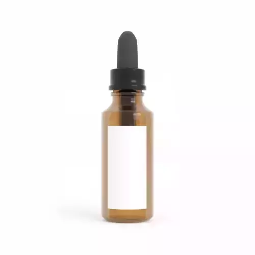 Brown glass dropper bottle with paper label