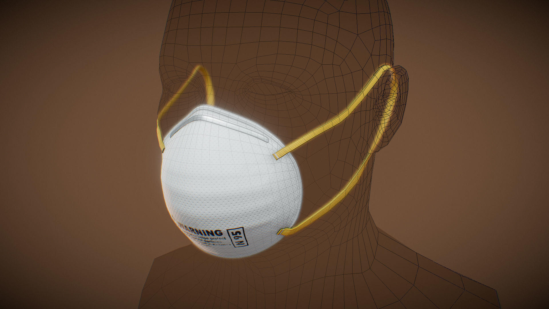 N95 face Mask Low-poly 3D model_2