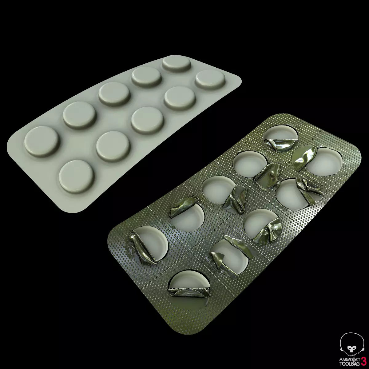 Used Pill Blister Low-poly 3D model