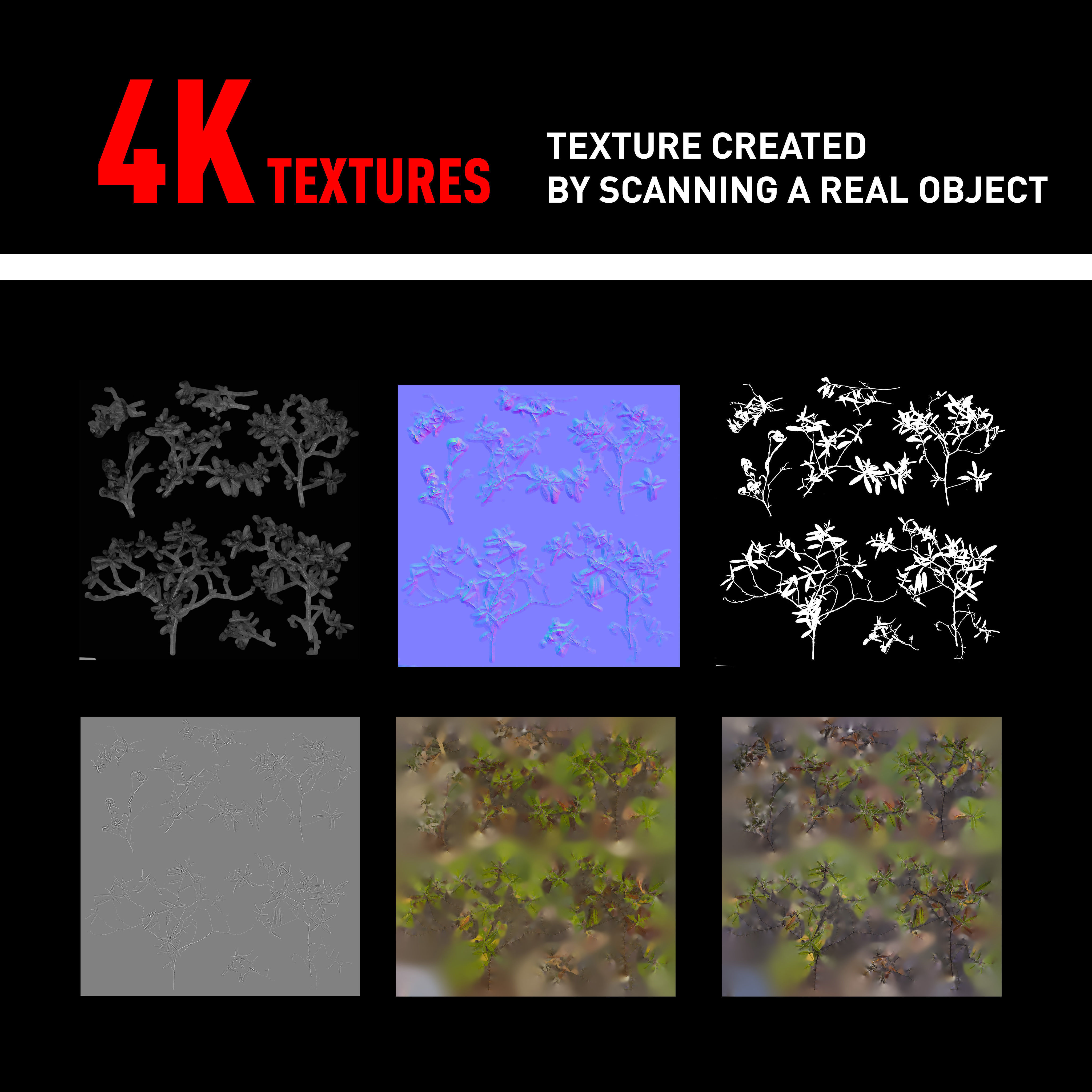 PBR Bush Branch 4K Professional Textures Texture_1