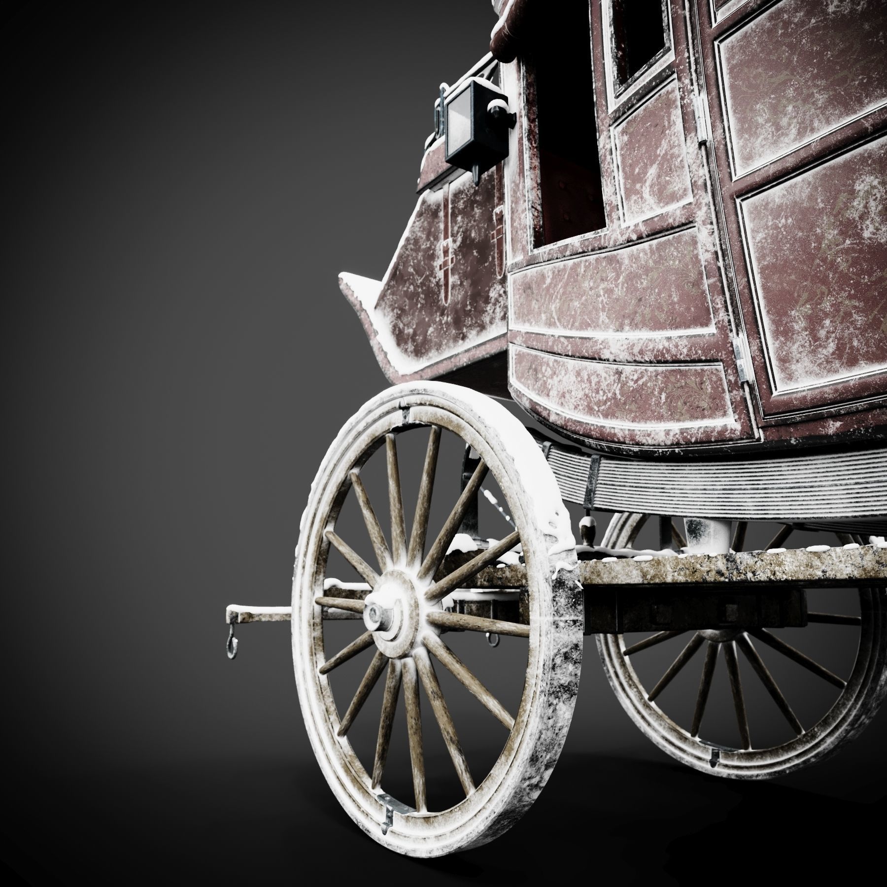 Stagecoach old horse drawn carriage 3D model_7