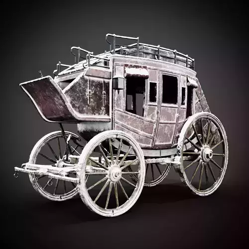 Stagecoach old horse drawn carriage 3D model