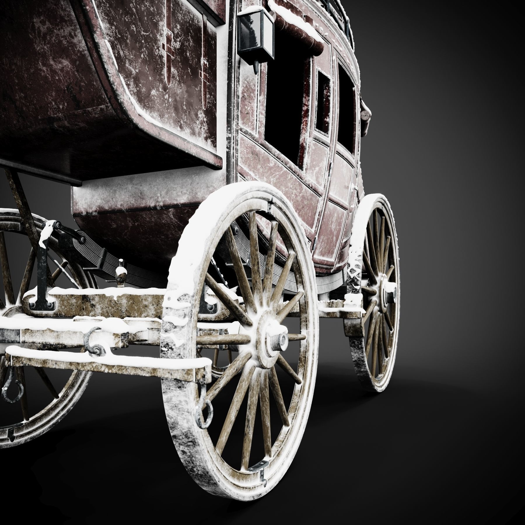 Stagecoach old horse drawn carriage 3D model_5