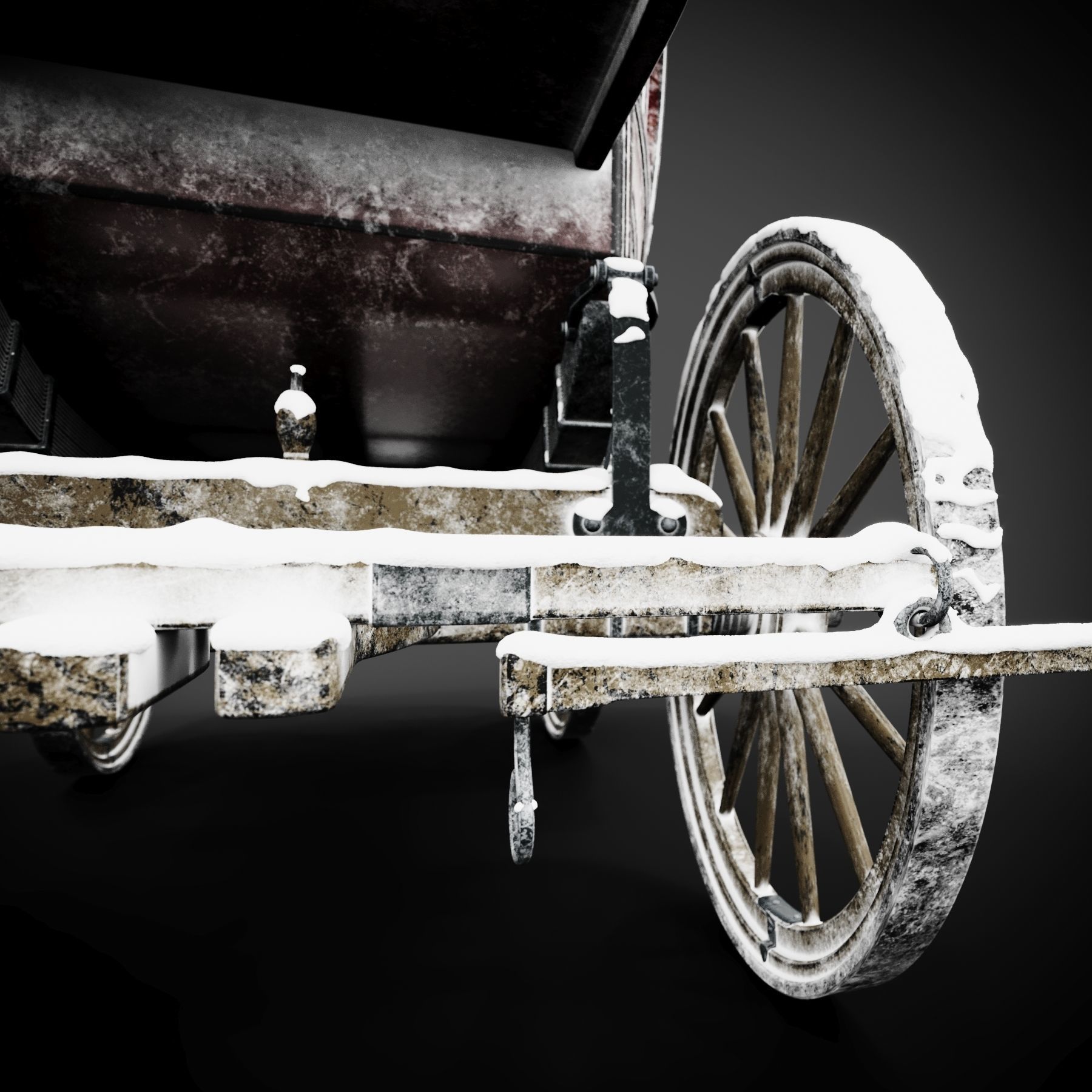 Stagecoach old horse drawn carriage 3D model_8
