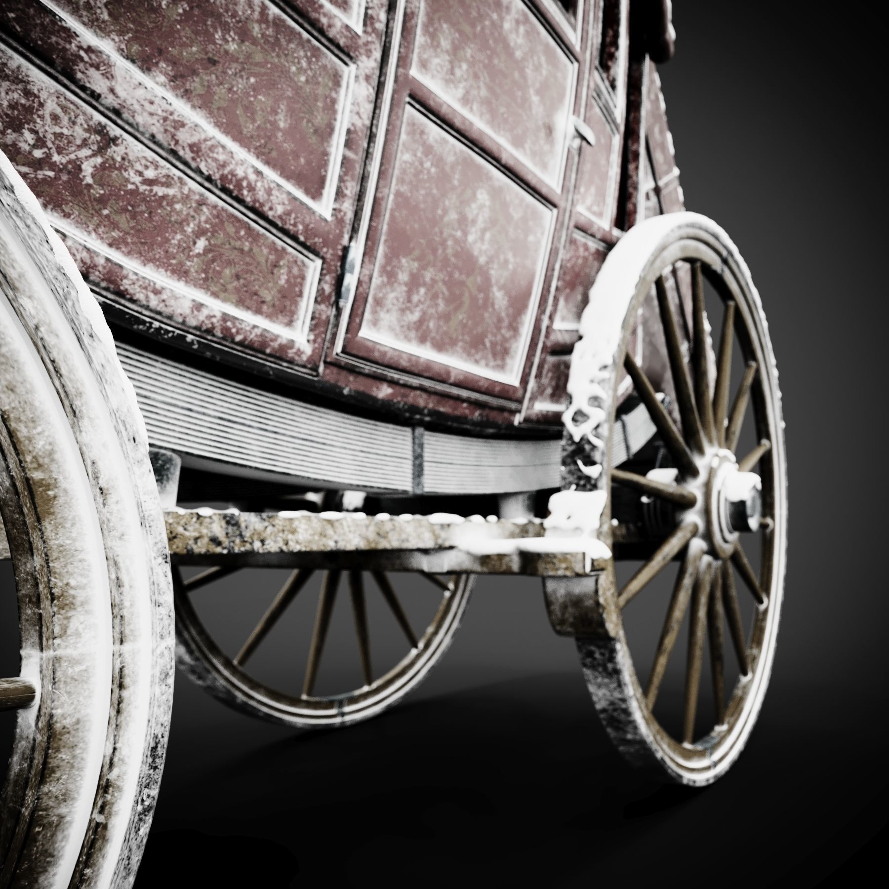 Stagecoach old horse drawn carriage 3D model_6