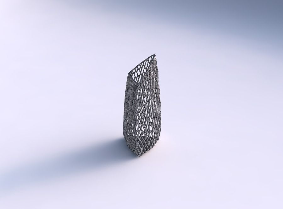 Vase tipped triangle with lattice tiles 3D print model_5