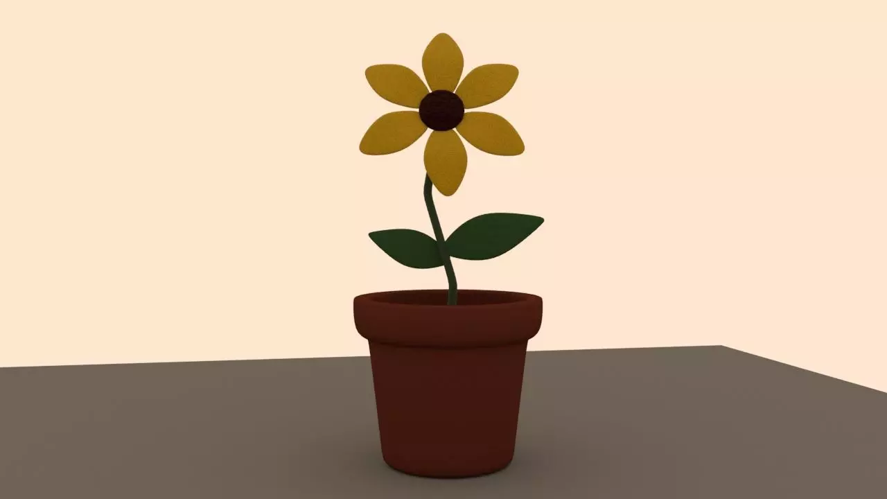 Sunflower with pot Low-poly 3D model_0
