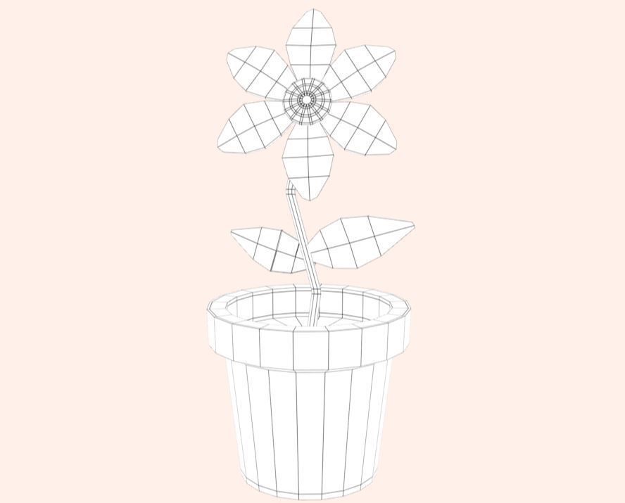 Sunflower with pot Low-poly 3D model_4