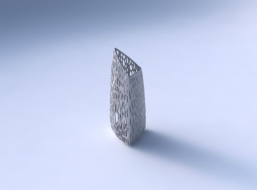 Vase tipped triangle with organic lattice and twisted thickness 3D print model_3