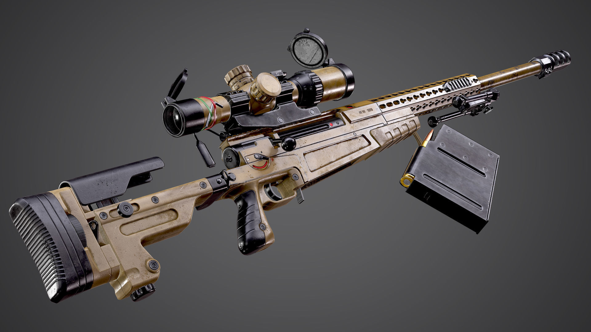 AX-50 Sniper Rifle AAA FPS Game Ready Weapon Asset Low-poly 3D model_9