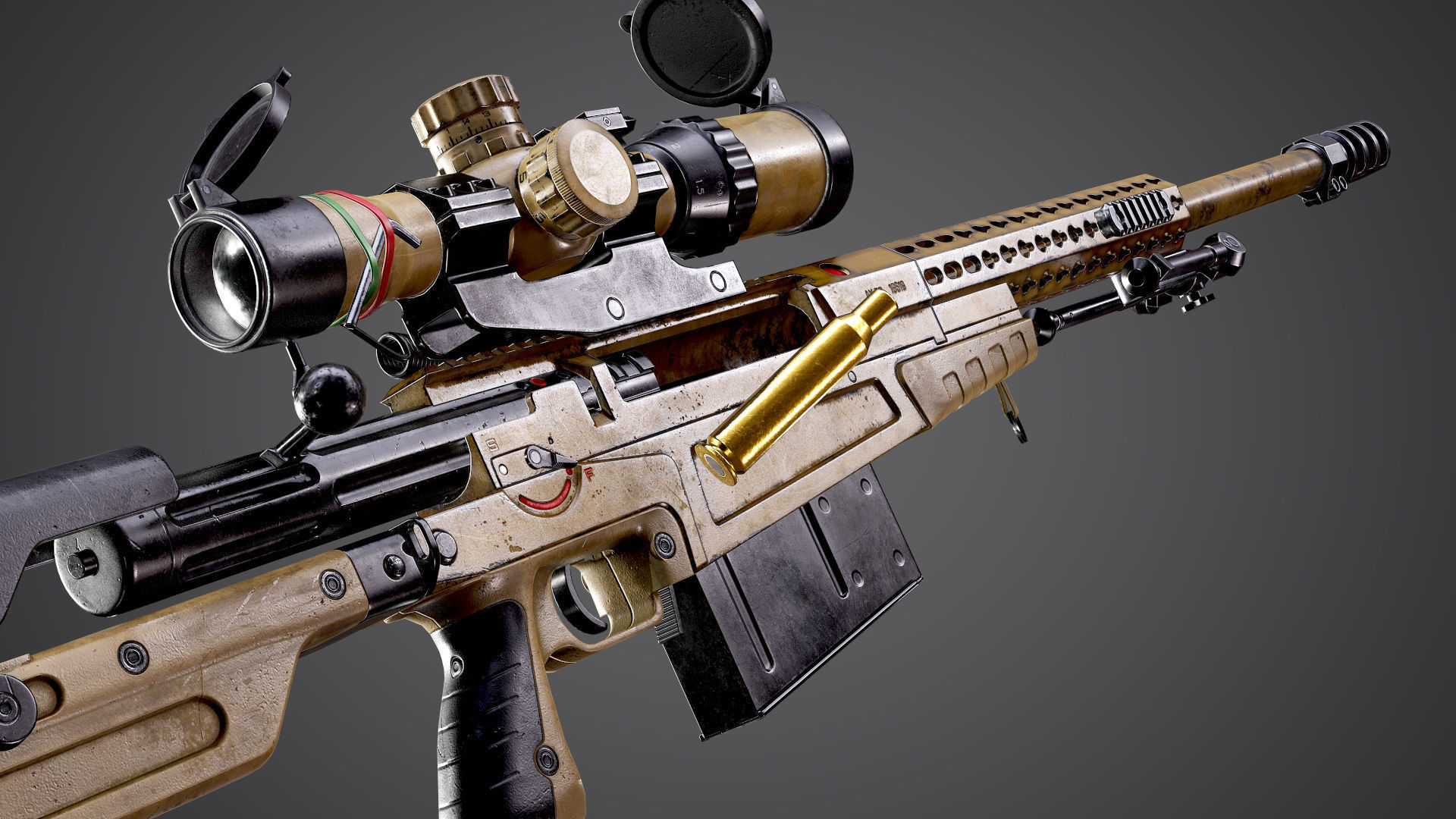 AX-50 Sniper Rifle AAA FPS Game Ready Weapon Asset Low-poly 3D model_5