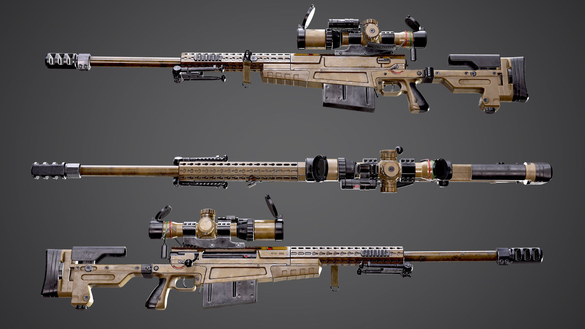 AX-50 Sniper Rifle AAA FPS Game Ready Weapon Asset Low-poly 3D model_10