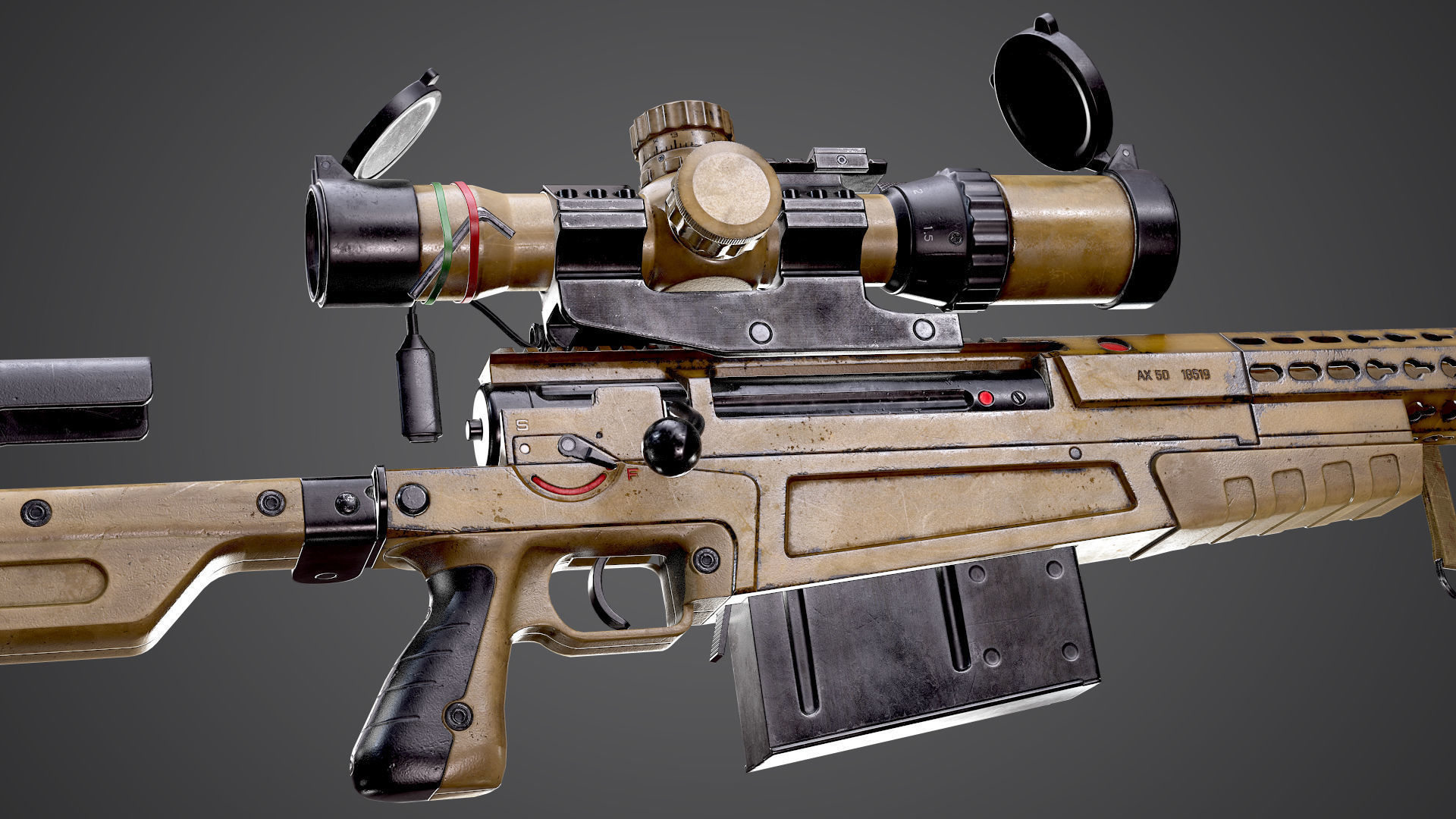 AX-50 Sniper Rifle AAA FPS Game Ready Weapon Asset Low-poly 3D model_6