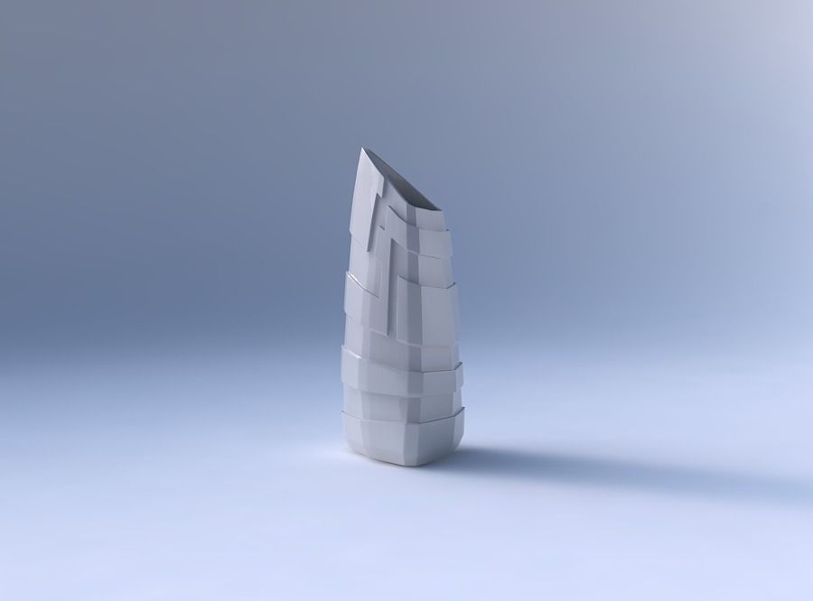 Vase tipped triangle with sharp ribbons 3D print model_4