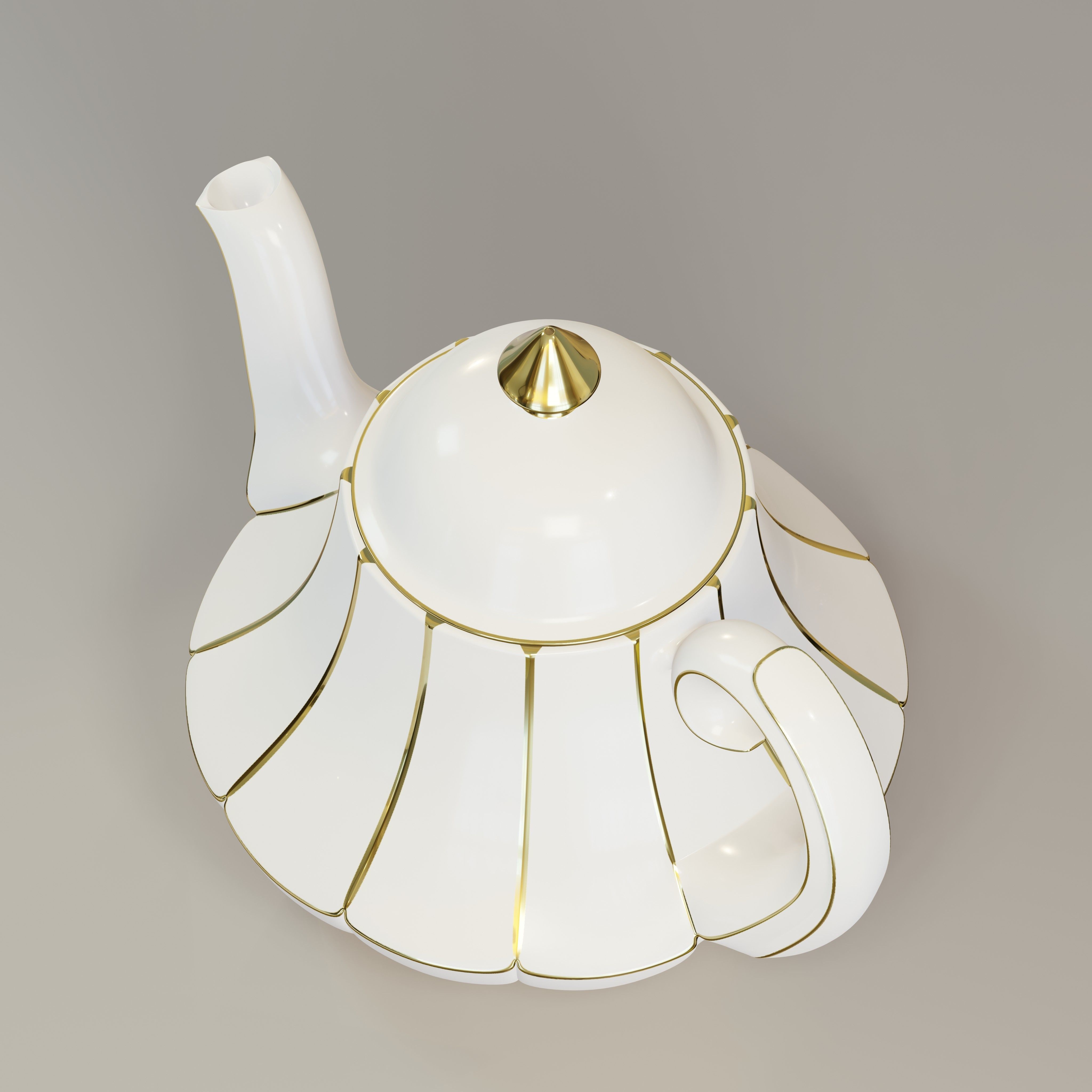  Vintage bell shaped teapot  3D model_2