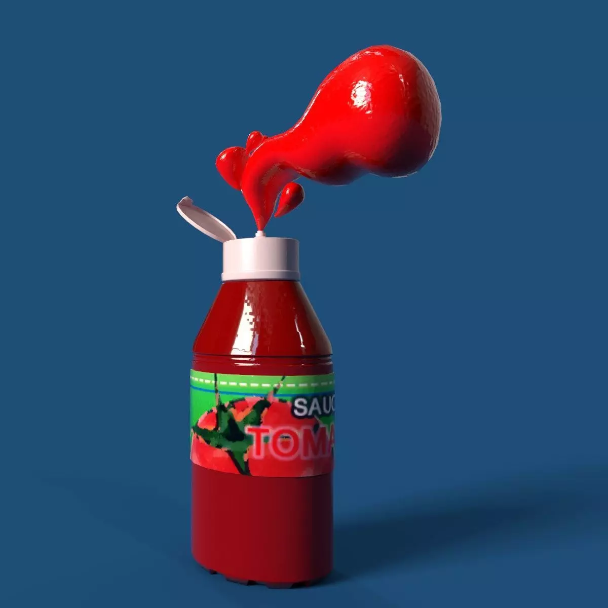 FONT J ketchup bottle Low-poly 3D model