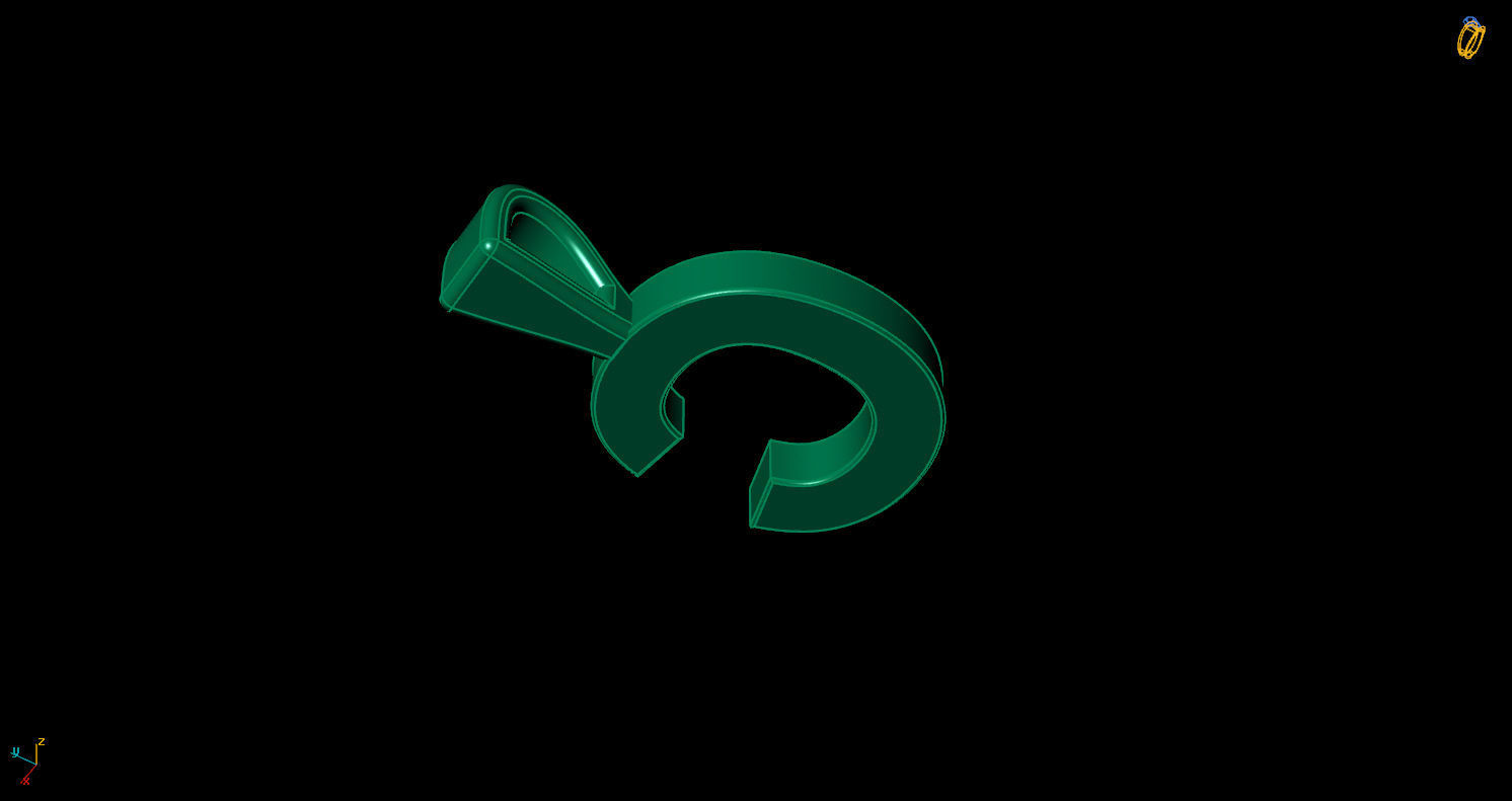 Pendant C letter with diamonds 3D print model_9