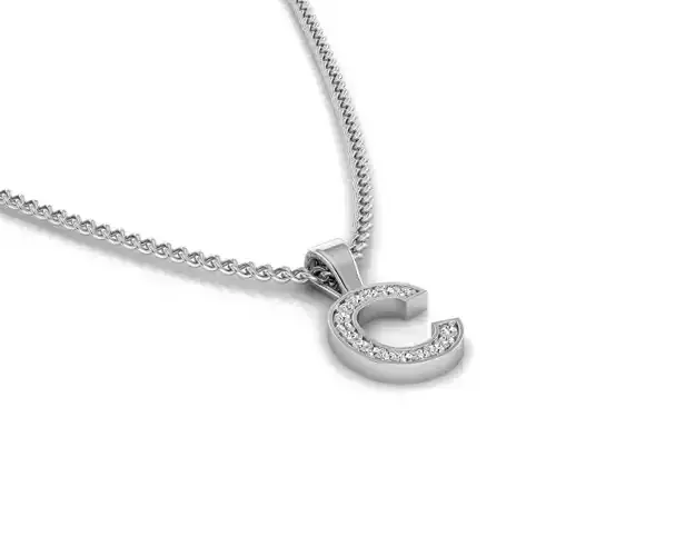 Pendant C letter with diamonds