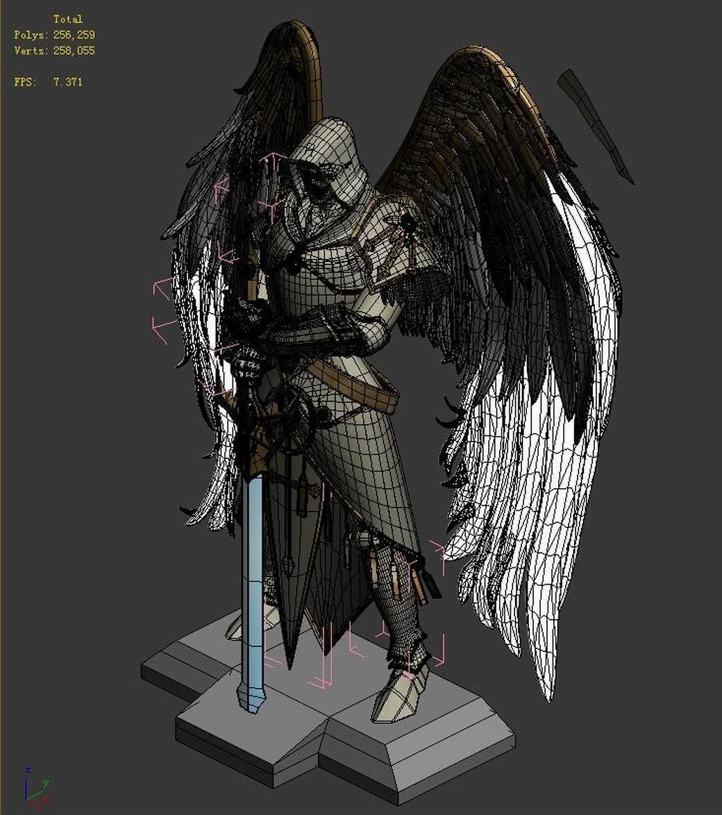 Seven angels altar - stone statue 01 3D model_7