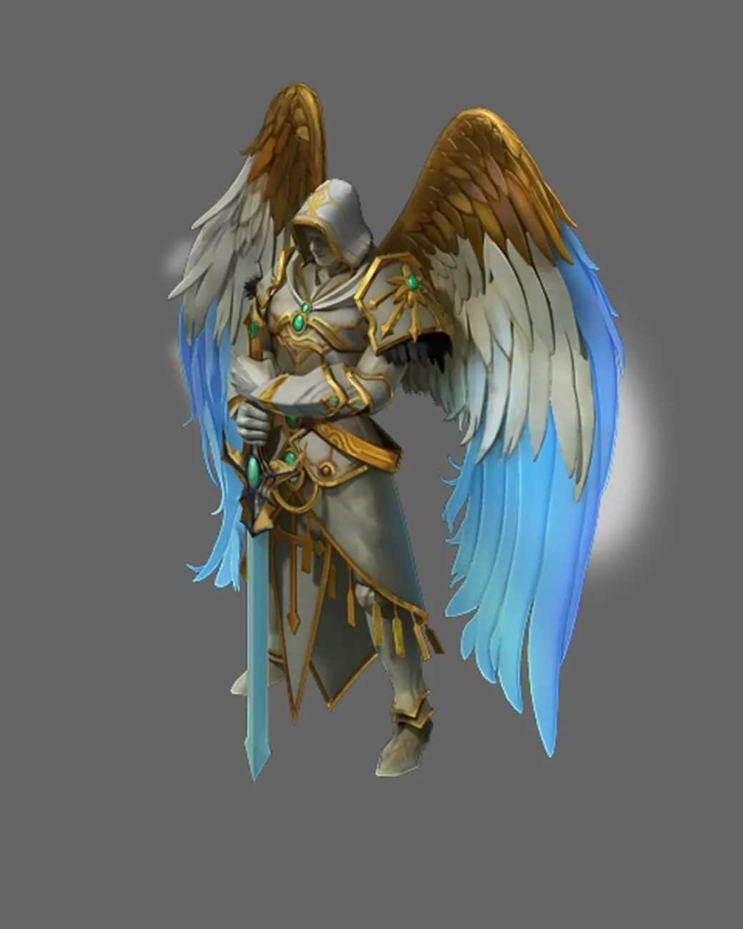 Seven angels altar - stone statue 01 3D model_0