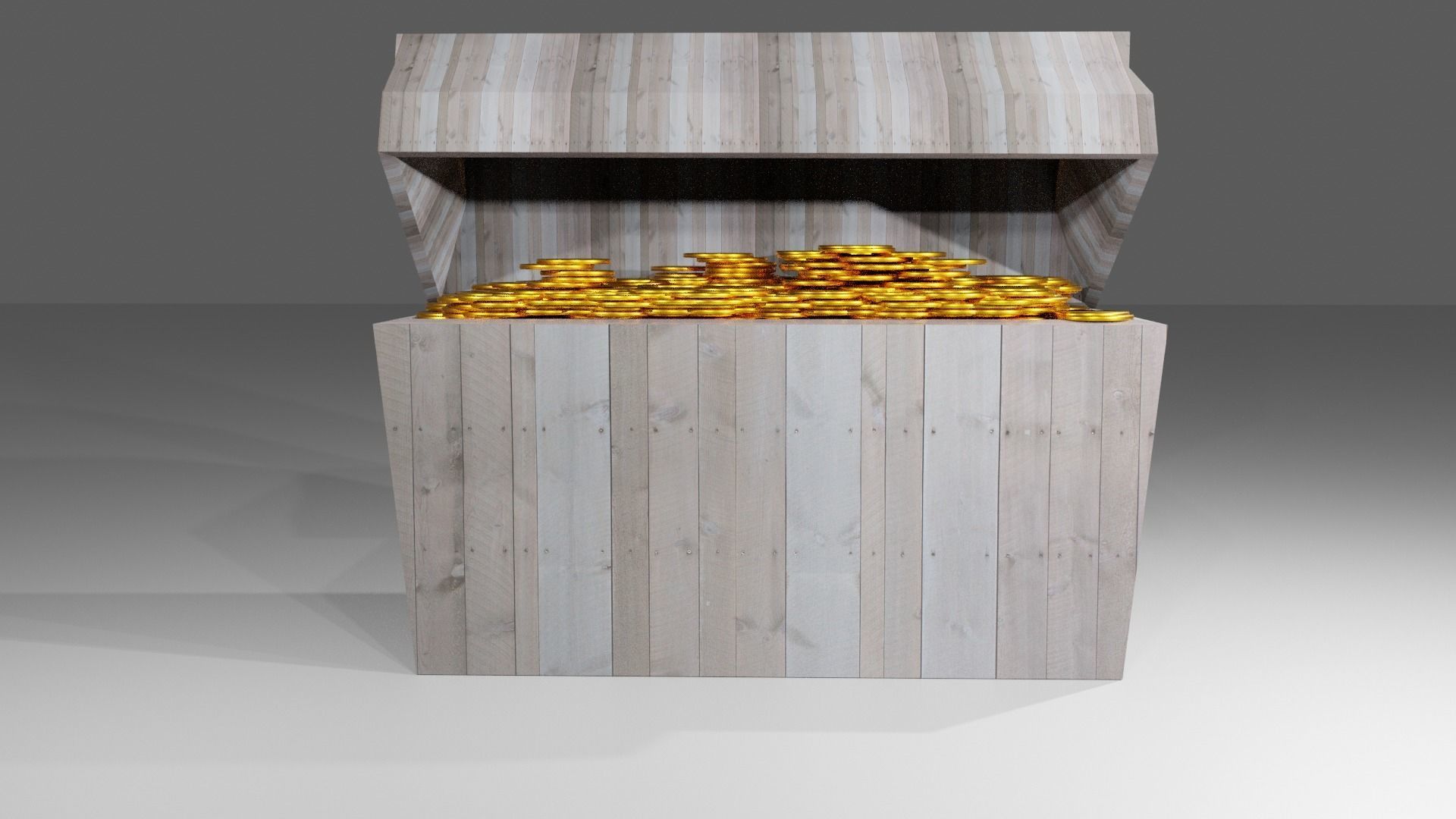 Chest With Gold Coins 3D model_1