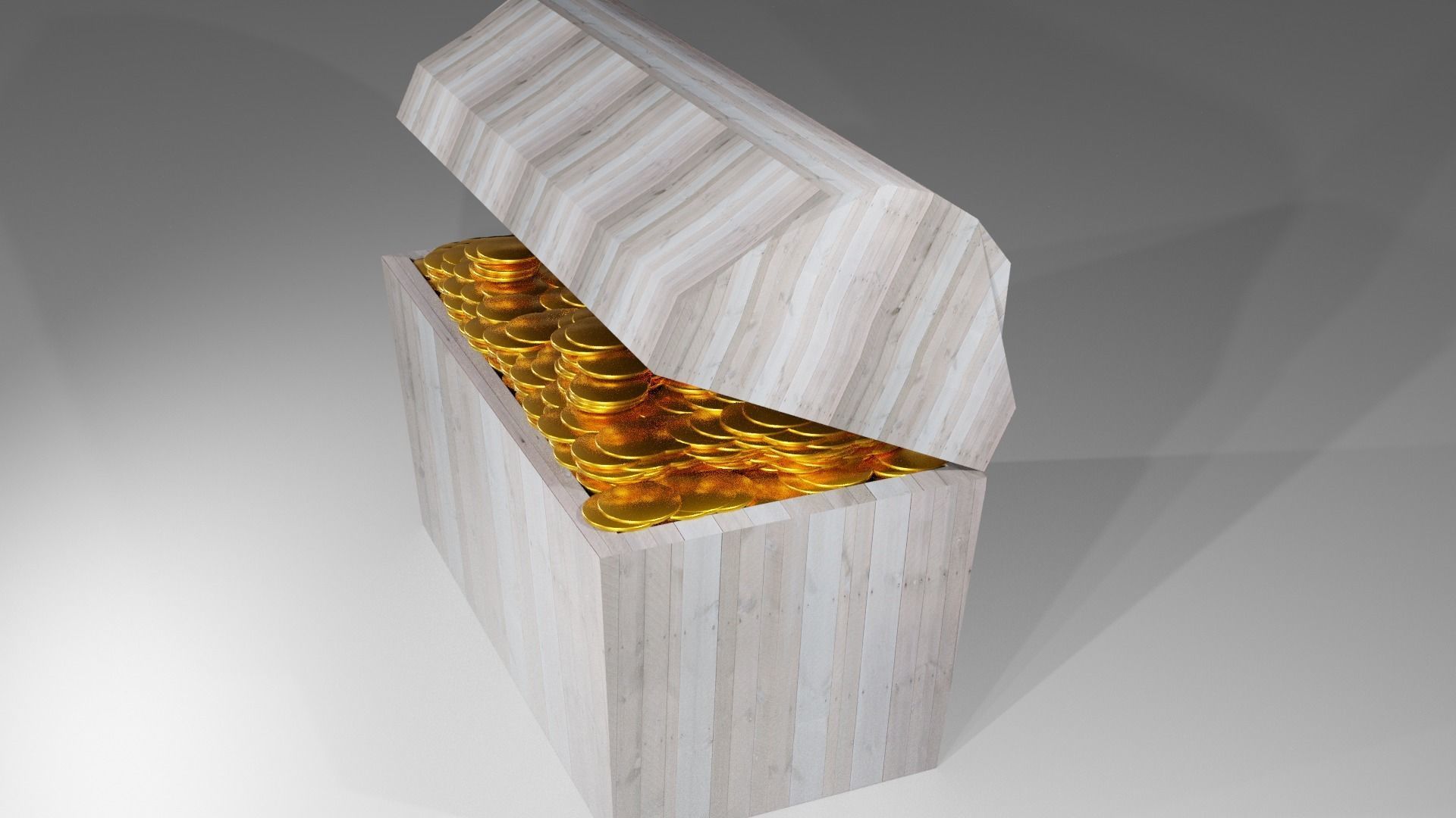 Chest With Gold Coins 3D model_2