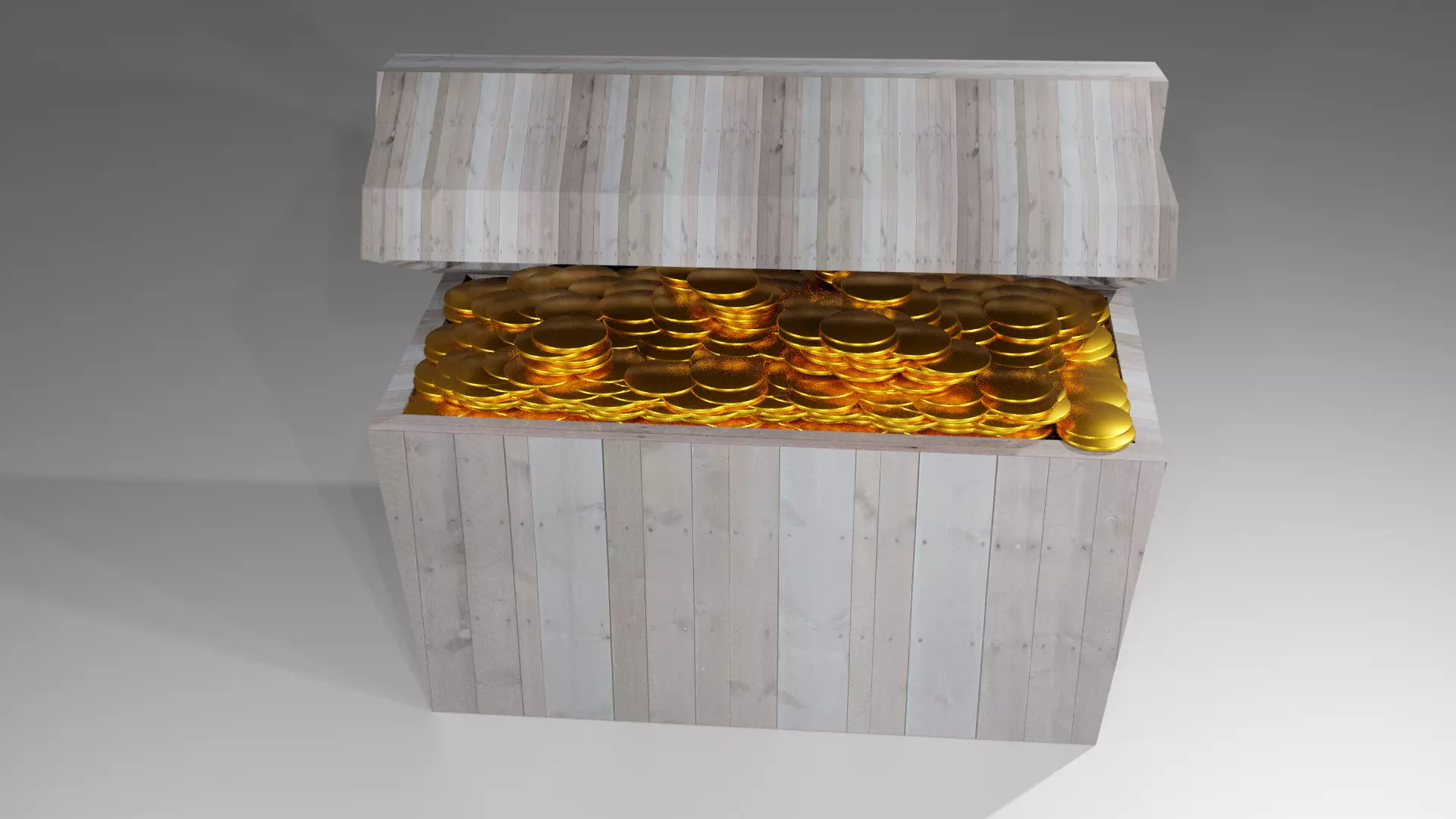 Chest With Gold Coins 3D model_0