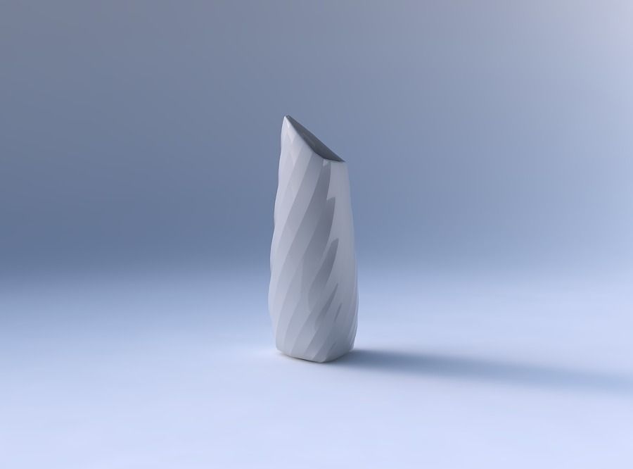 Vase tipped triangle with twisted bands 3D print model_4