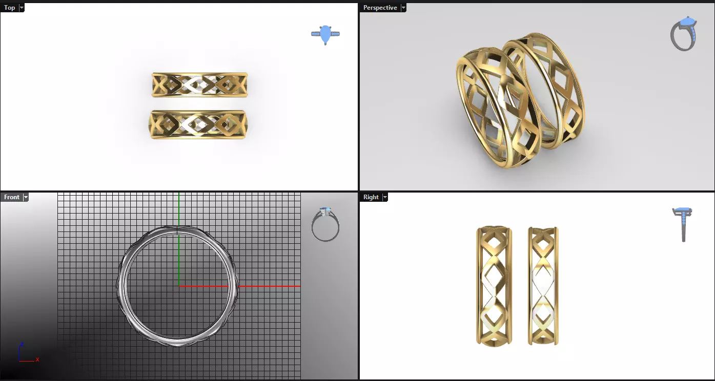 romb patterned ring 3D print model