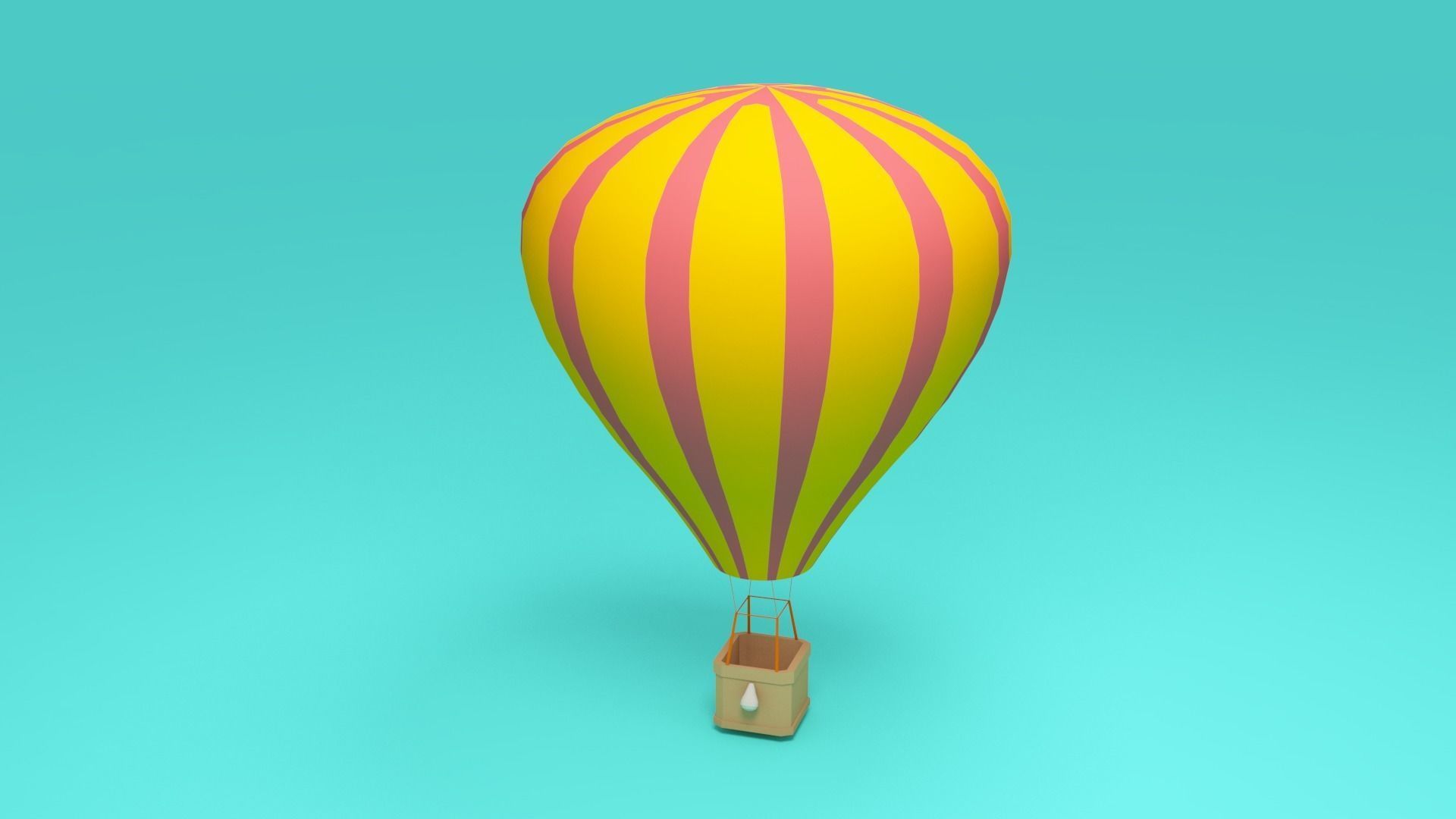 Low-poly cartoon Air Balloon 3d model Low-poly 3D model_3