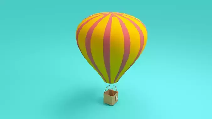 Low-poly cartoon Air Balloon 3d model Low-poly 3D model
