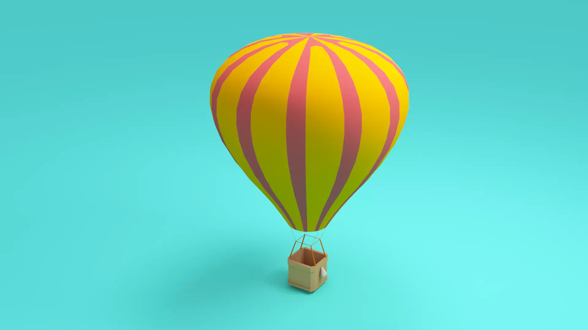 Low-poly cartoon Air Balloon 3d model Low-poly 3D model_0