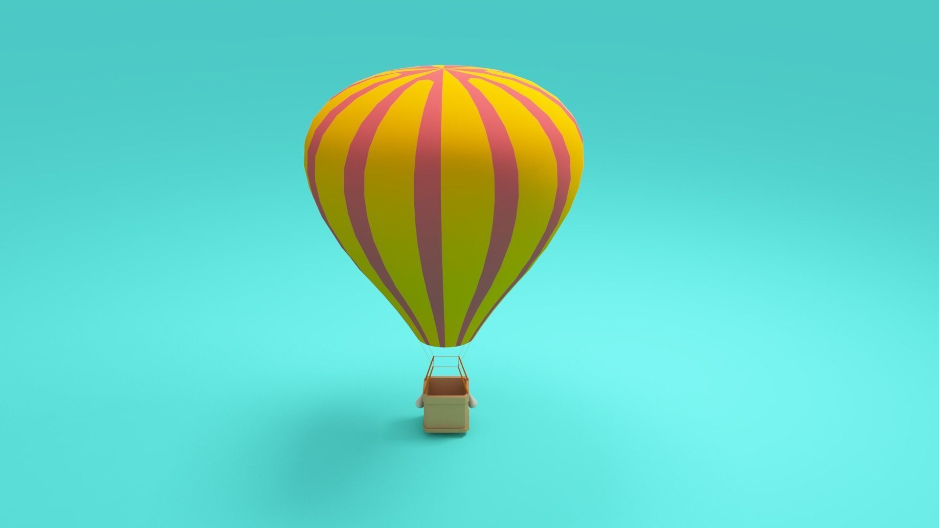 Low-poly cartoon Air Balloon 3d model Low-poly 3D model_2