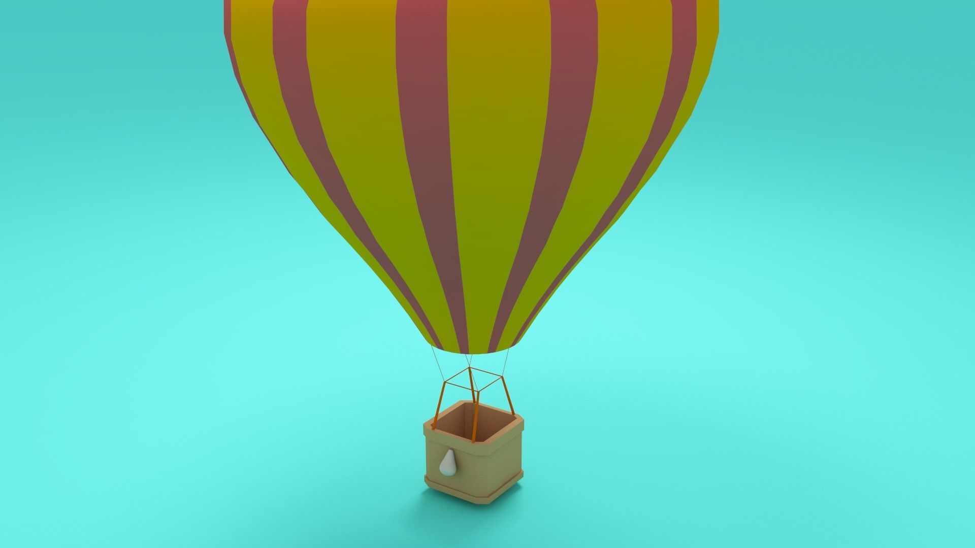 Low-poly cartoon Air Balloon 3d model Low-poly 3D model_4
