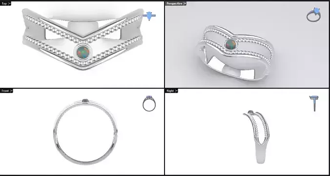 Fashion design women ring with  caboochon stone