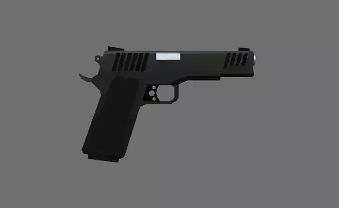 Black Pistol 9mm - Revolver - Gun Weapon - Arma Low-poly 3D model
