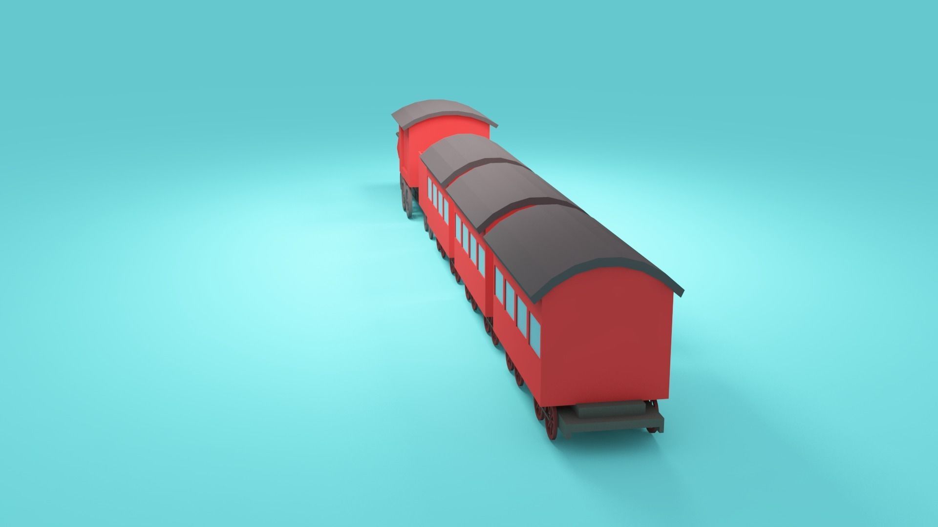 Low-poly cartoon Train 3d model Low-poly 3D model_8