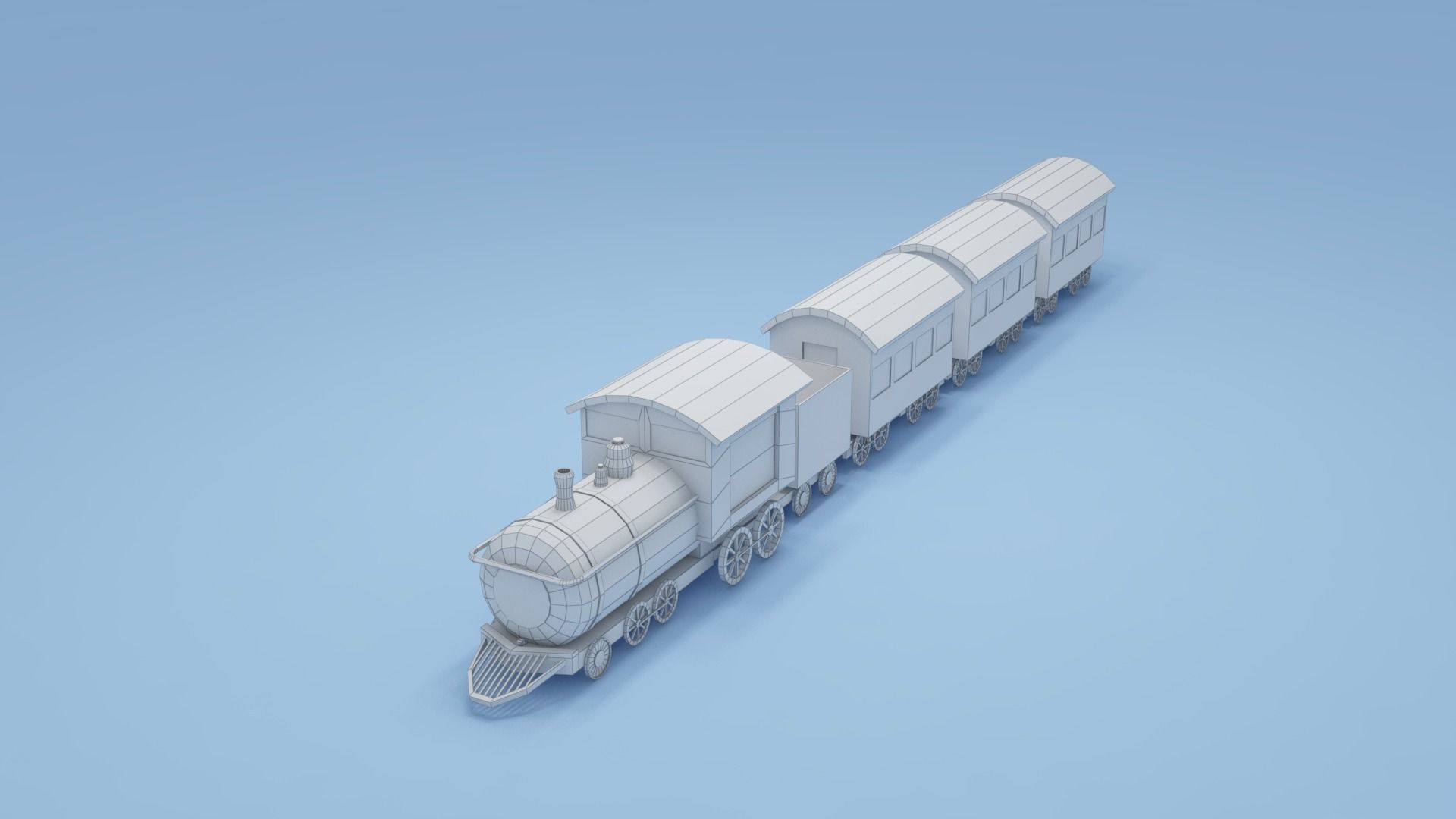 Low-poly cartoon Train 3d model Low-poly 3D model_9