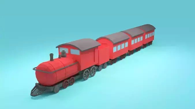 Low-poly cartoon Train  3d model Low-poly 3D model