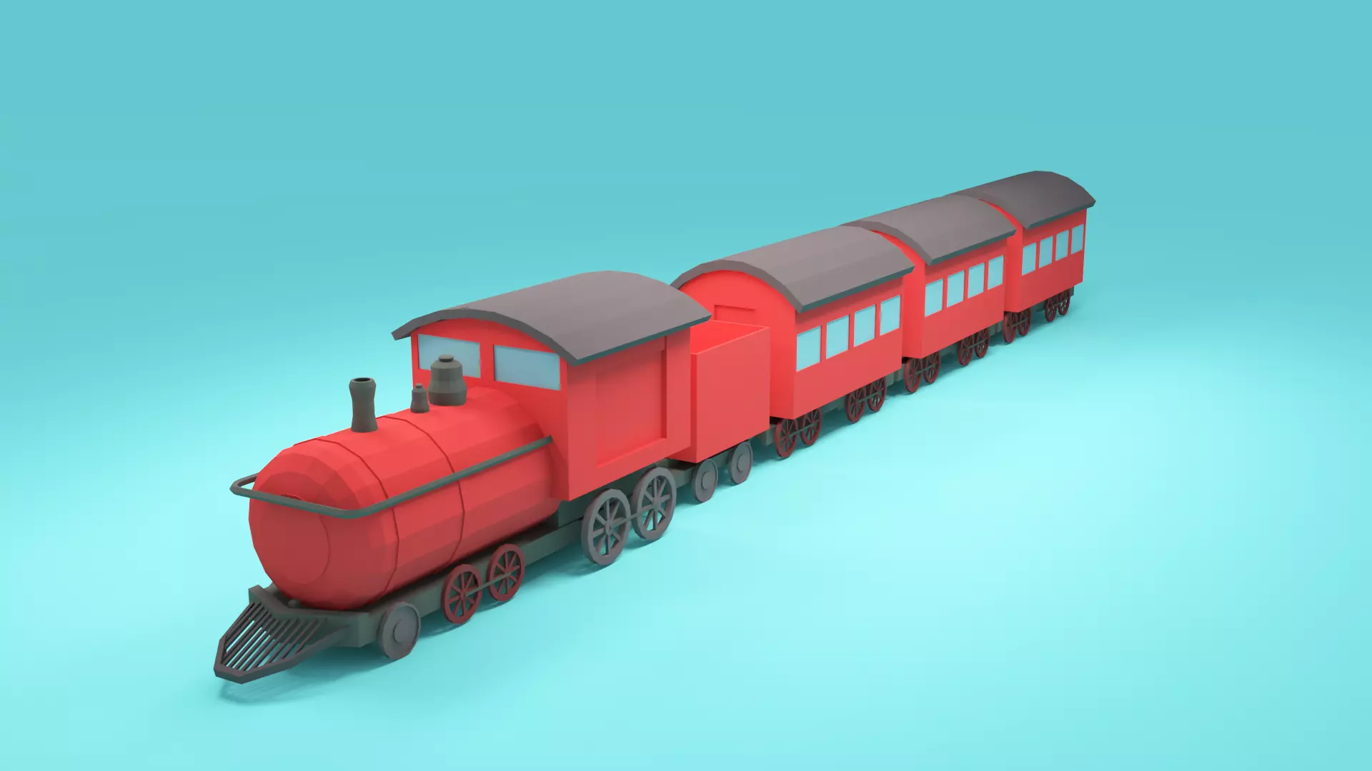 Low-poly cartoon Train 3d model Low-poly 3D model_0