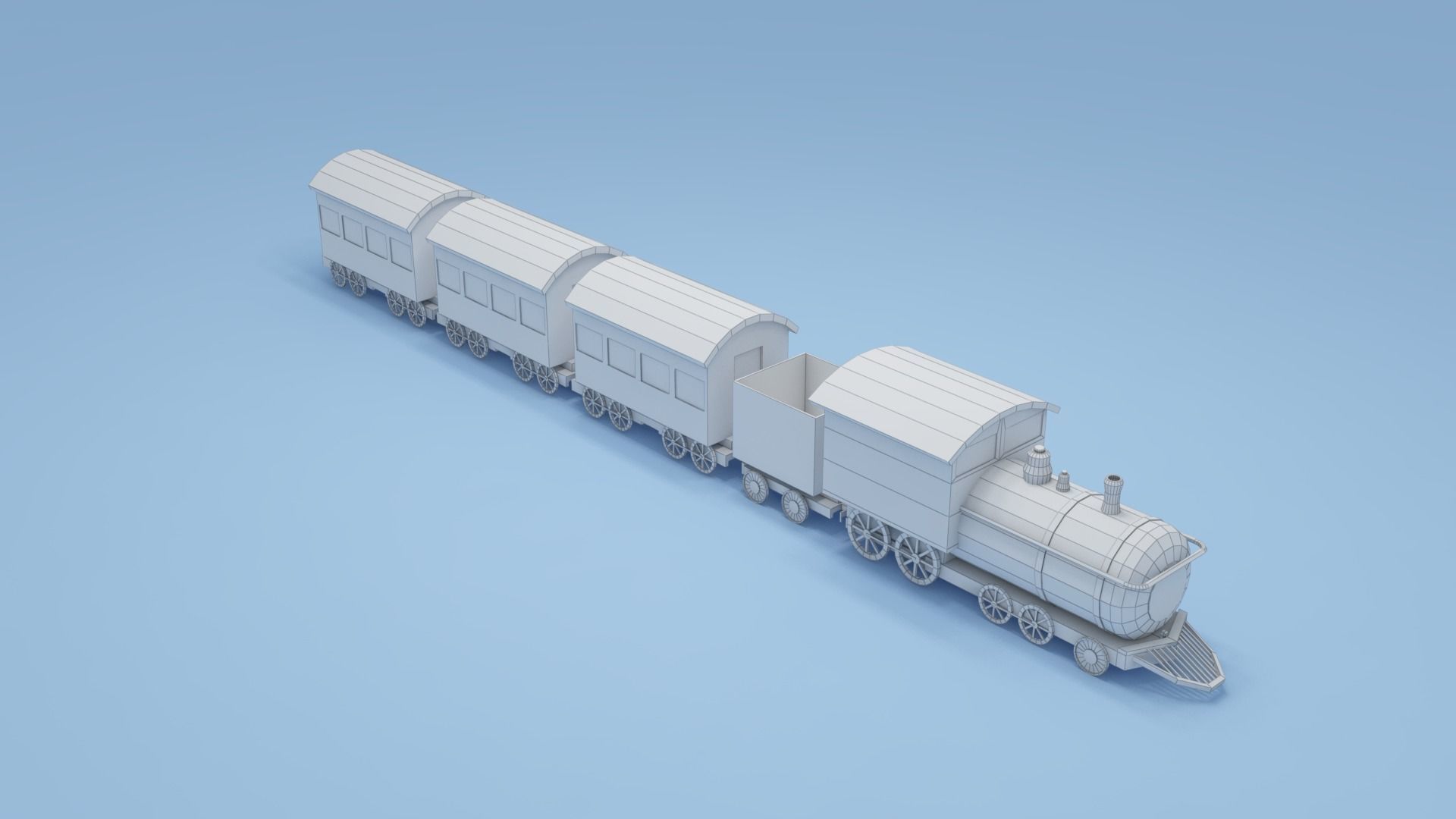 Low-poly cartoon Train 3d model Low-poly 3D model_1