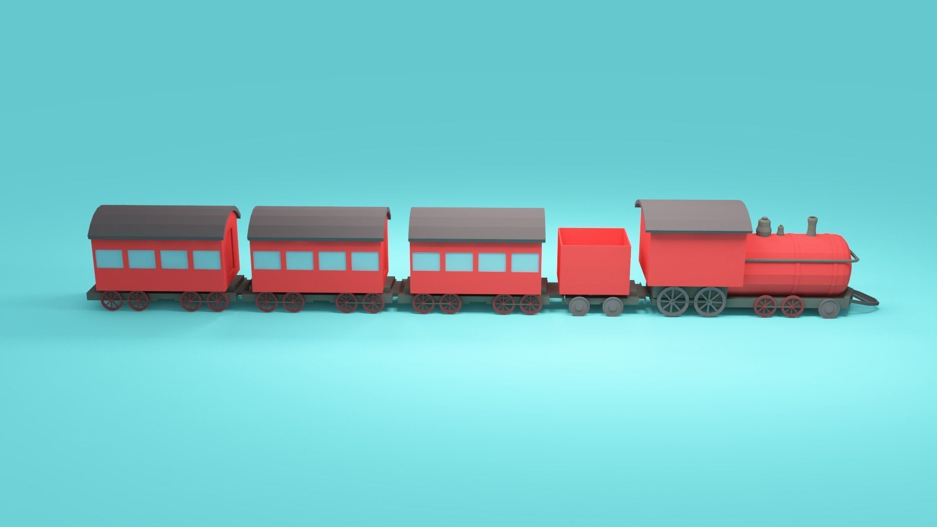 Low-poly cartoon Train 3d model Low-poly 3D model_4