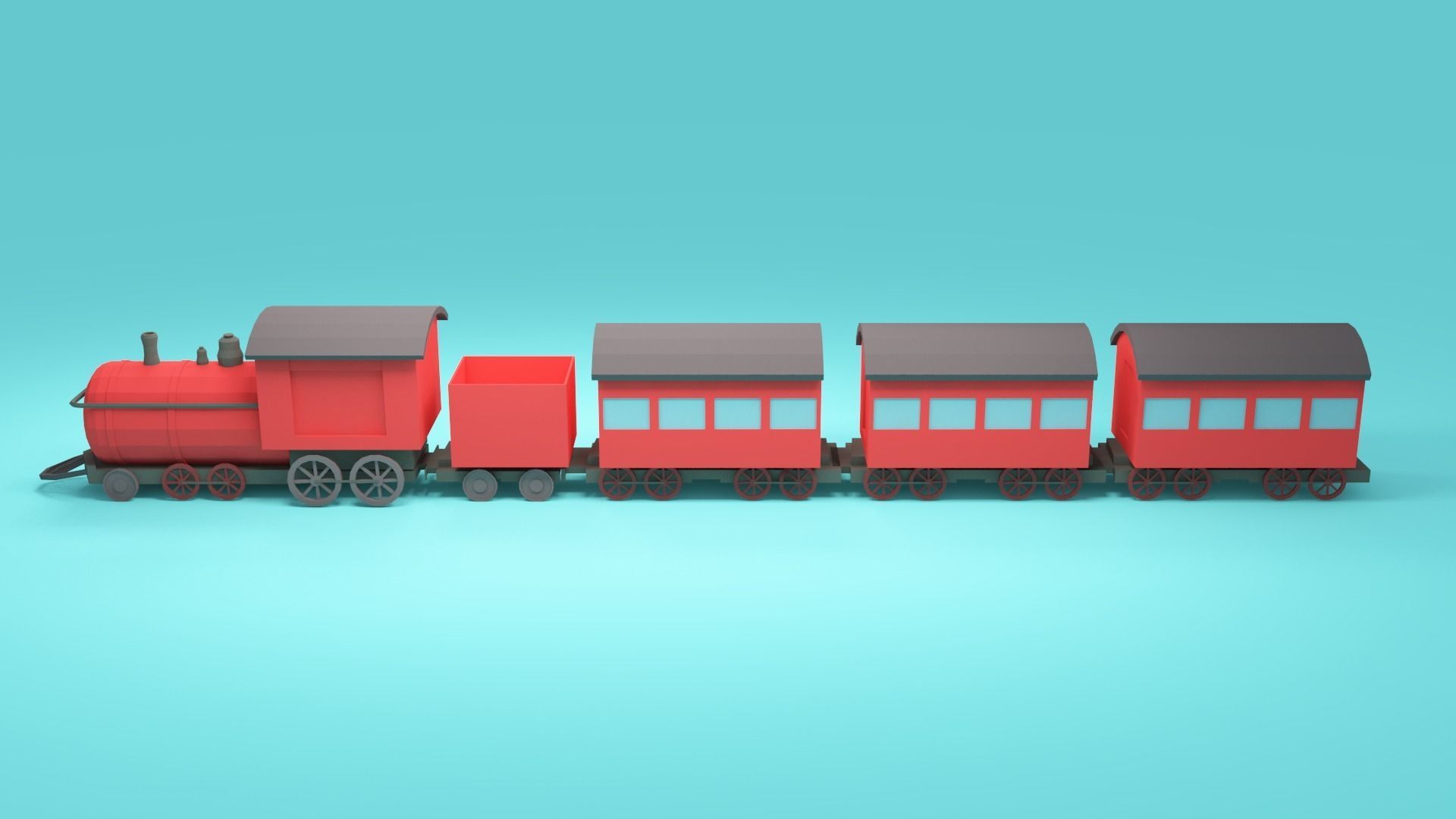 Low-poly cartoon Train 3d model Low-poly 3D model_3