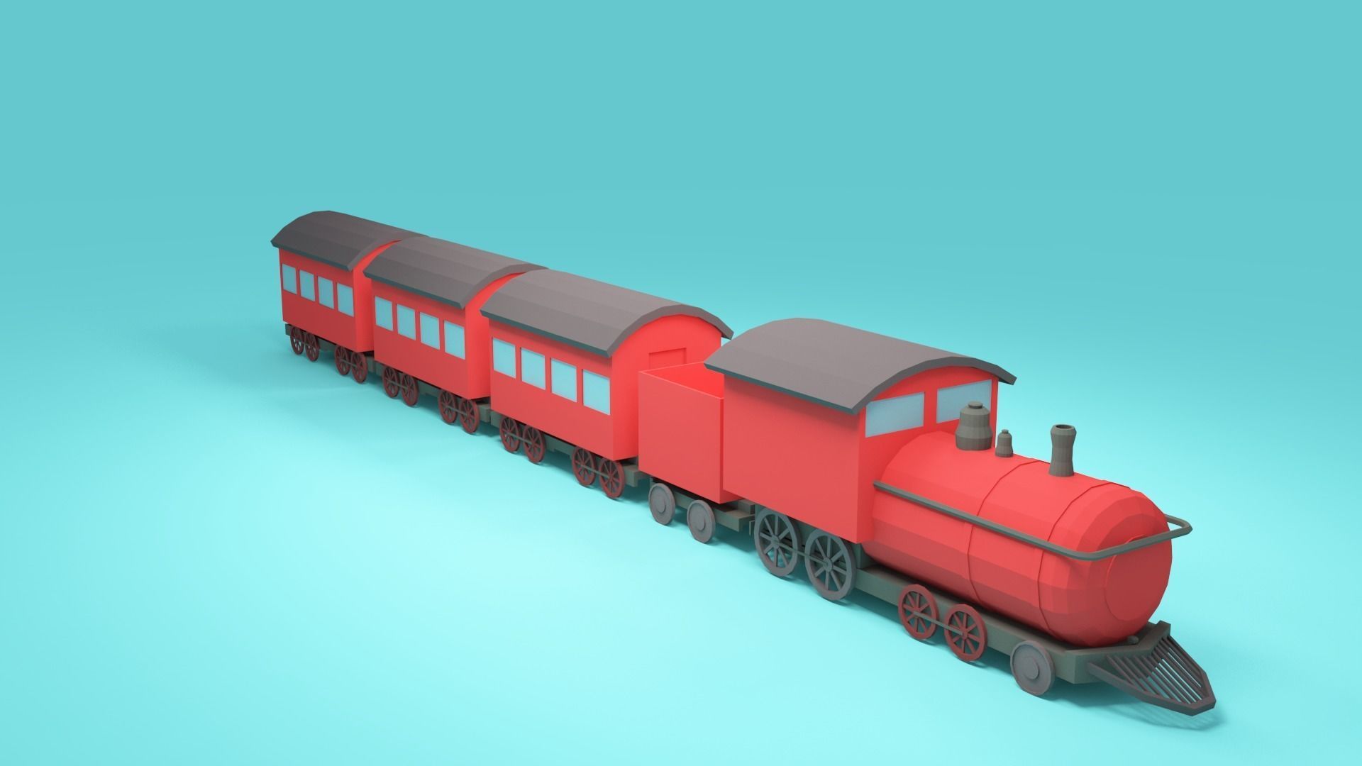 Low-poly cartoon Train 3d model Low-poly 3D model_7