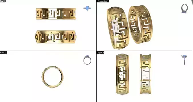 E greek - woman pattern ring  3D print model