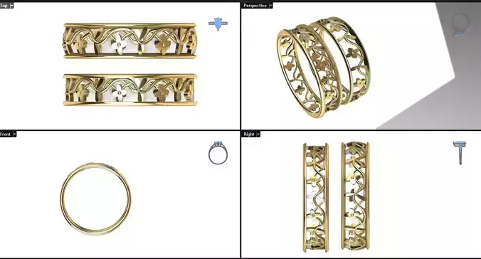 woman patterned ring 3D print model